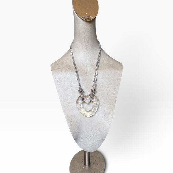 Urban Outfitters Jewelry - Urban Outfitters Cleare Resin Heart Pendant Necklace Iridescent Chunky Y2K NWT